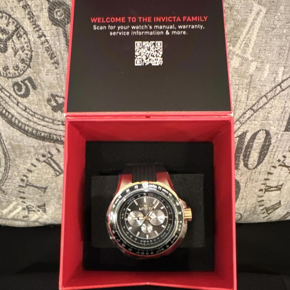 Men’s Invicta Aviator Skyshock  🔥 Chronograph 50mm Black Silicone Band 33029 - Picture 7 of 7